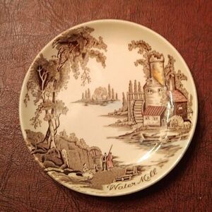 Antique Johnson Brothers Saucer Depicting A Water Mill